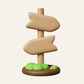 3d Direction road sign post with arrow. Signboard pointer, choice signpost. icon isolated on white background. 3d rendering illustration. Clipping path..