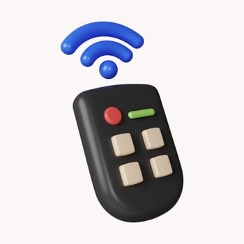 3d Smart remote control system. Internet of things concept with wireless connection. icon isolated on white background. 3d rendering illustration. Clipping path..