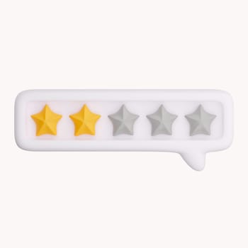 3d bubble rating for satisfaction. 3d 5 star for quality customer rating feedback concept from client employee, product review. 3d 5 star render.