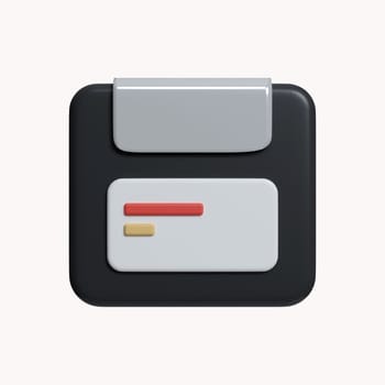 3d floppy disk for computer data storage. icon isolated on white background. 3d rendering illustration. Clipping path..