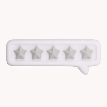 3d bubble rating for satisfaction. 3d 5 star for quality customer rating feedback concept from client employee, product review. 3d 5 star render.