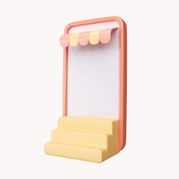 3D shopping online with phone for online shopping store. payment concept. Notebook icon 3d render illustration.