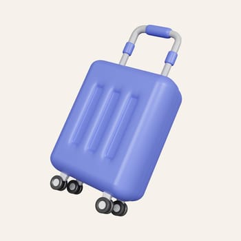 3D Blue Suitcase. Travel packing icon. icon isolated on white background. 3d rendering illustration. Clipping path..