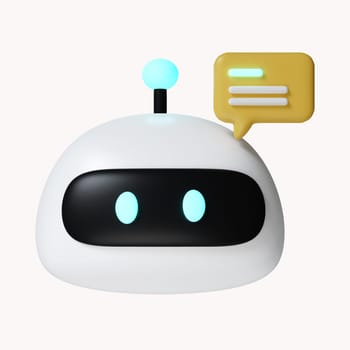 3d Cute robot reaching for text box. Technology concept. icon isolated on white background. 3d rendering illustration. Clipping path..