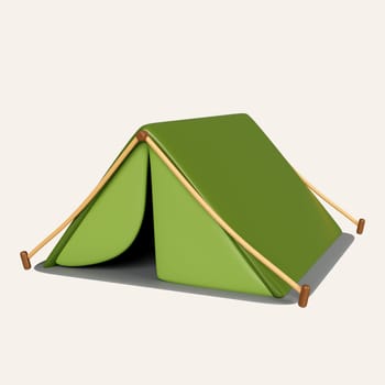 3d Tourist camping tent. hiking and adventure. icon isolated on white background. 3d rendering illustration. Clipping path..
