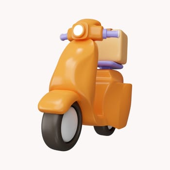 3D Online express delivery scooter service concept, fast response delivery by scooter, courier Pickup, Delivery, Online Shipping Services. 3d illustration.