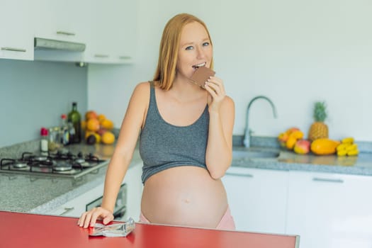 Contemplating the sweet dilemma, a pregnant woman ponders the decision to indulge in chocolate during pregnancy, weighing the delightful treat's potential impact on her maternal journey.