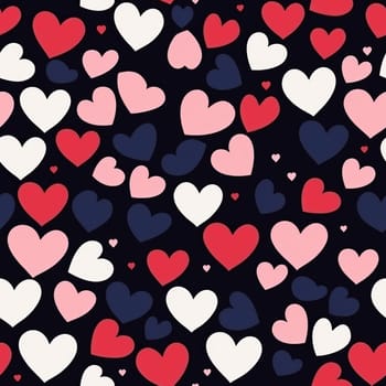 Colorful heart filled background for celebration. Generative AI.