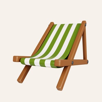 3d leisure chair. elements for camping, hiking , summer camp, traveling, trip. icon isolated on white background. 3d rendering illustration. Clipping path..