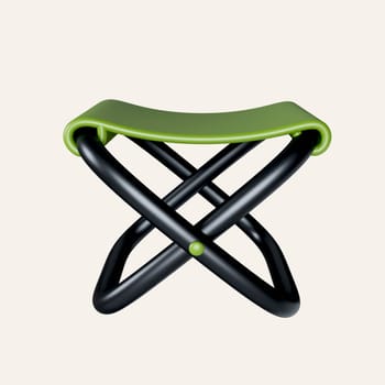 3d camping chair. elements for camping, hiking , summer camp, traveling, trip. icon isolated on white background. 3d rendering illustration. Clipping path..