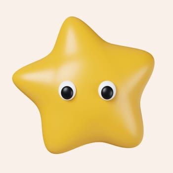 3d star emoji Mascot. icon isolated on gray background. 3d rendering illustration. Clipping path..