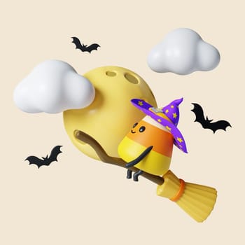 3d Halloween icon. Traditional element of decor for Halloween. icon isolated on gray background. 3d rendering illustration. Clipping path..