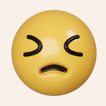 3d concerned about colored emoji sticker icon. Element of emoji. icon isolated on gray background. 3d rendering illustration. Clipping path..