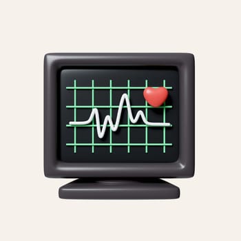 3d Electrocardiography. healthcare and medical concept. icon isolated on white background. 3d rendering illustration. Clipping path..