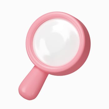 3d Magnifying glass. minimal school icon. isolated on background, icon symbol clipping path. 3d render illustration.