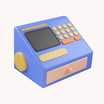 3D cash register ,shopping for payment online and financial concept.3d render illustration..