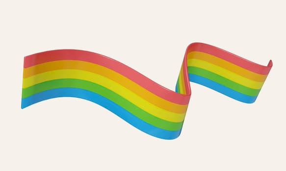3d Waving rainbow LGBT flag or transparent background, Symbol of LGBT gay pride. icon isolated on white background. 3d rendering illustration. Clipping path..