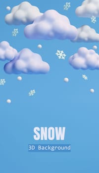 3d Weather forecast. Cloudy with snowy. Meteorological. 3d rendering illustration..