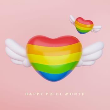 3d pride month. LGBT pride parade poster. 3d rendering illustration..