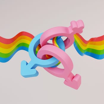 3d pride month. LGBT pride parade poster. 3d rendering illustration..