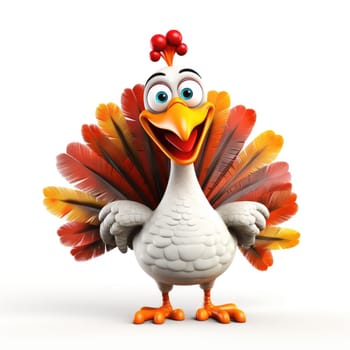 Thanksgiving celebration. isolated white background . illustration of a turkey. AI generative.