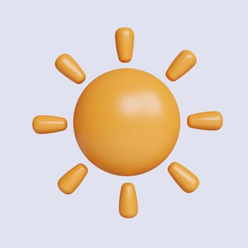 3d weather. sunny day. icon isolated on gray background. 3d rendering illustration. Clipping path..