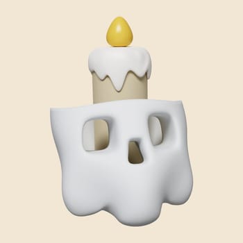 3d Halloween candle icon. Traditional element of decor for Halloween. icon isolated on gray background. 3d rendering illustration. Clipping path..
