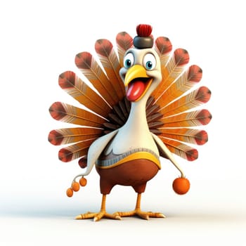 Thanksgiving celebration. isolated white background . illustration of a turkey. AI generative.