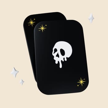 3d Halloween tarot icon. Traditional element of decor for Halloween. icon isolated on gray background. 3d rendering illustration. Clipping path..