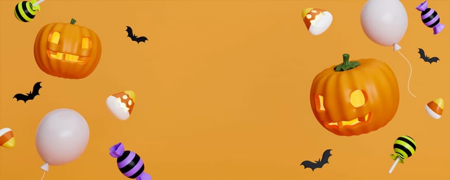 Halloween background with space for text. 3d render illustration..