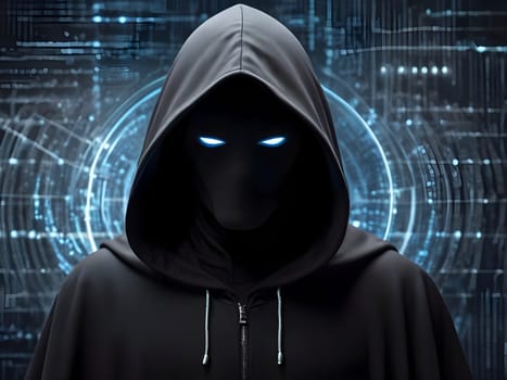 Digital Guardian. The Hooded Watcher of Cyber Vigilance.