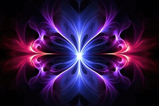 neon light dynamic fractal, futuristic abstract background illustration. Generative AI.