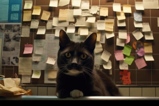 dog and cat with Sticky Notes Image. Generative AI.