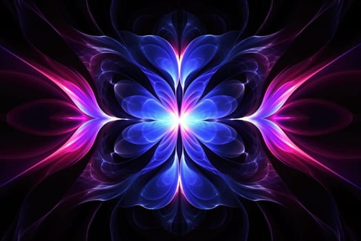 neon light dynamic fractal, futuristic abstract background illustration. Generative AI.