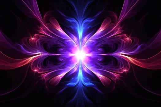 neon light dynamic fractal, futuristic abstract background illustration. Generative AI.