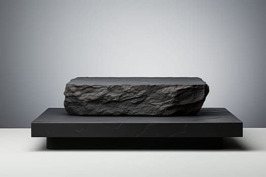 Stone round podium rock , transparent background, PNG ,Generative AI.