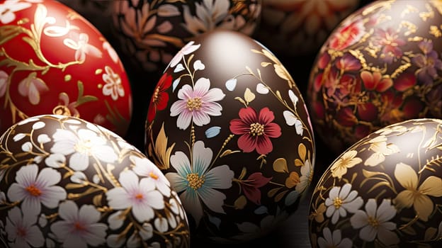 Macro detail to a hand painted easter eggs, easter celebration concept