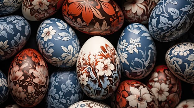 Macro detail to a hand painted easter eggs, easter celebration concept