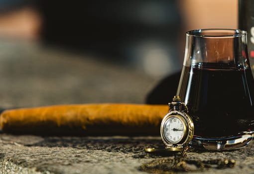 Close Up of a Glass of Sweet Madeira Fortified Wine. Shallow dof.