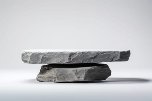 Stone round podium rock , transparent background, PNG ,Generative AI.