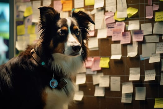 dog and cat with Sticky Notes Image. Generative AI.