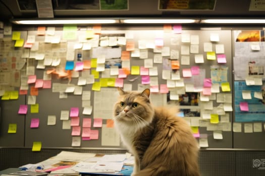 dog and cat with Sticky Notes Image. Generative AI.