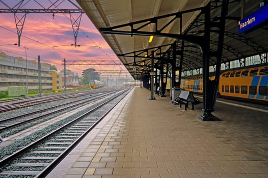 Medieval building station Haarlem in the Netherlands