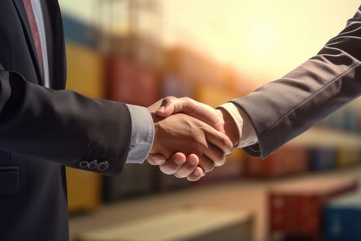 businessman handshake of business deal with logistic. Generative AI..