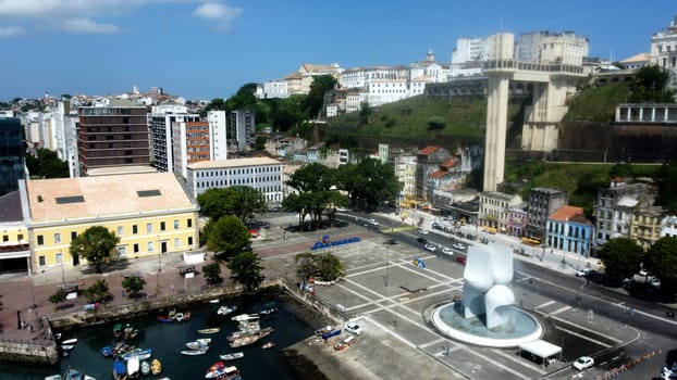 salvador, bahia, brazil - january 29, 2024: view of the Lacerda elevator in the Comercio neighborhood in the city of Salvador.