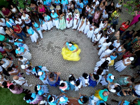 ibotirama, bahia, brazil - February 2, 2023: followers of the Candoble religion dance during celebrations in honor of Yemanja in the city of Ibotirama.