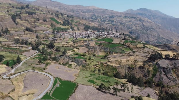 Aerial drone view of the city of Canta, located north of Lima - Peru