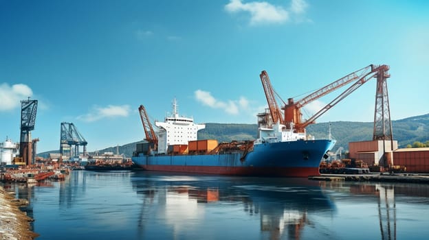 Cargo ship at the port. High quality photo