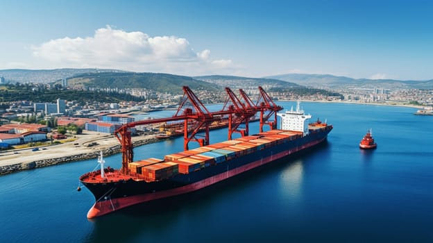 Stacked containers ready to load on a ship. High quality photo