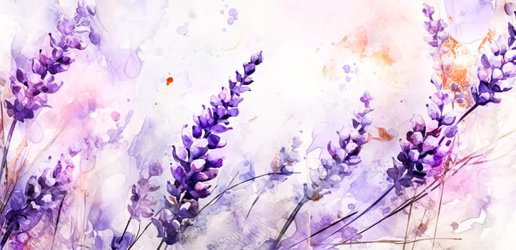 Vintage style watercolor illustration of lavender flowers isolated on a white background. Elegant depiction perfect for various design purposes.